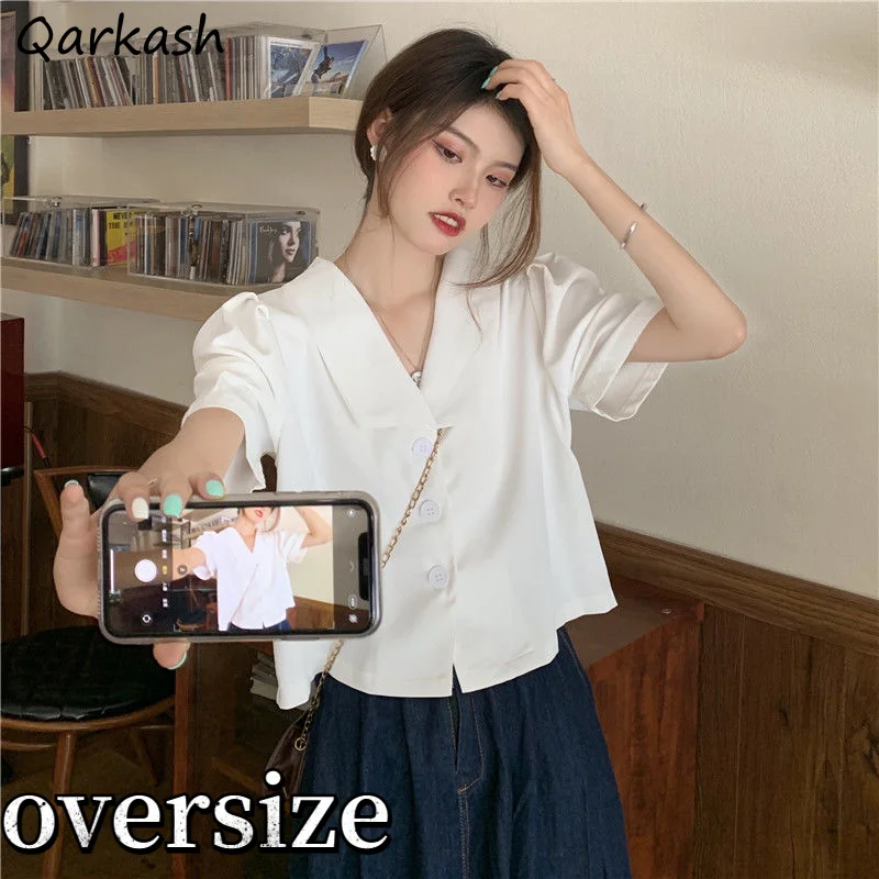 

Shirts Women Fashion Plus Size New French Crop Top Green V-neck Pure Color Casual Female Clothing Harajuku Design Tunic College