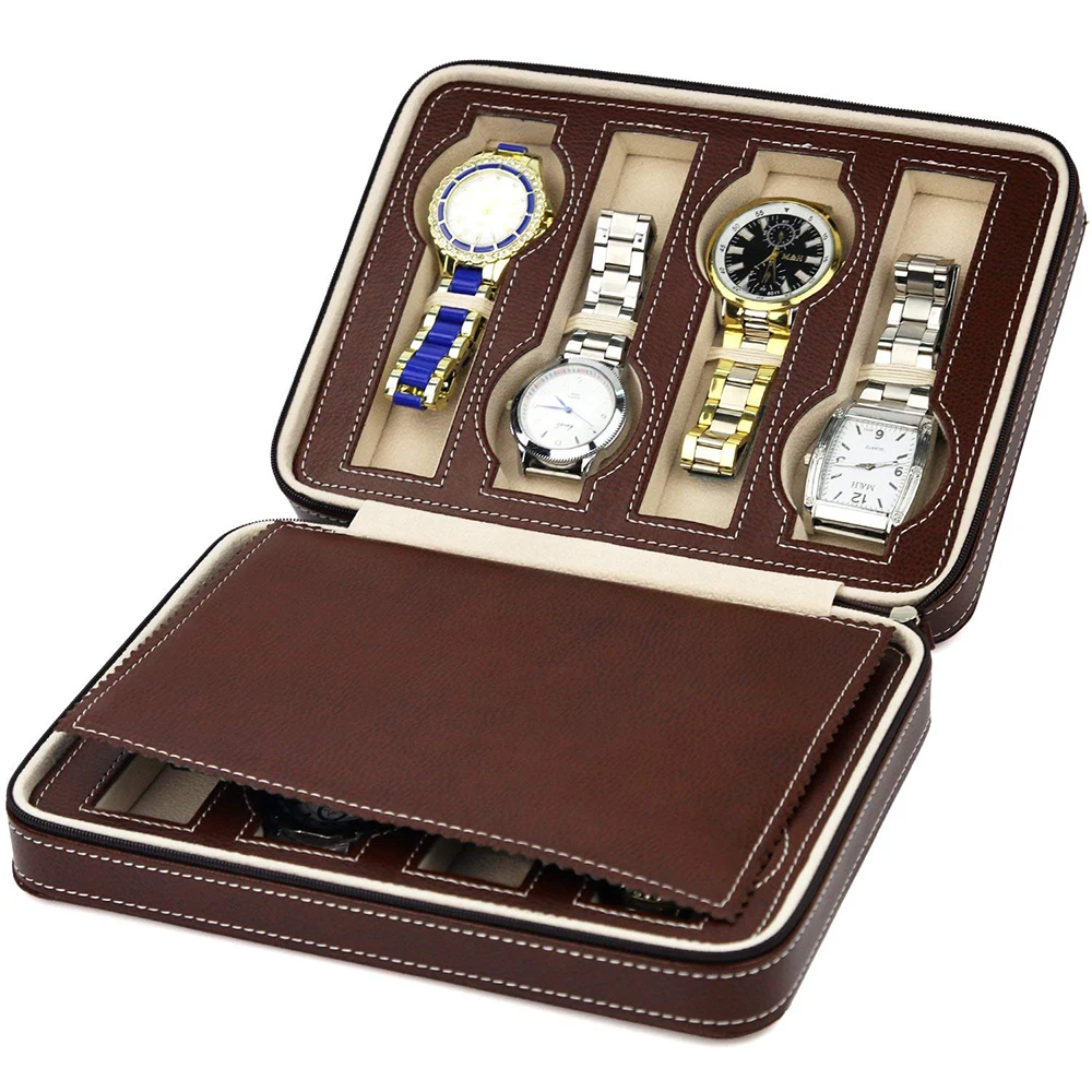 

Sale 2/4/8 Slot PU Leather Watch Box Watch Dislpay Box Exquisite Durable Watch Storage Box Men Women Watch Organizer Case D30