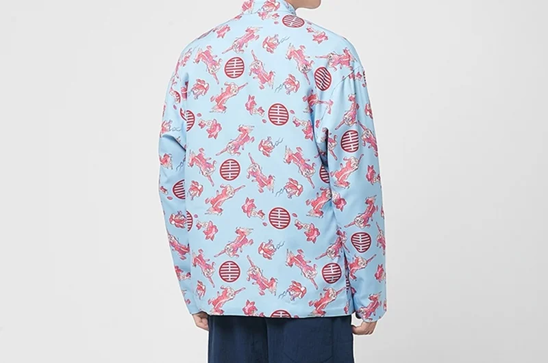Традиционная китайская одежда для мужчин, верхняя одежда, кардиган, Kylin, с принтом, китайская рубашка, одноцветная, ханьфу, кунг-фу, Тай Чи, Тан, костюм KK3057
