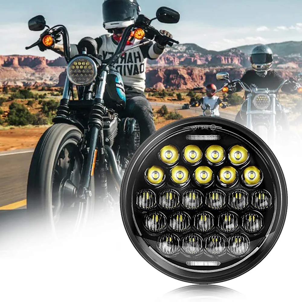 75W Cree Lamp 5.75 Inch LED Headlight With Hi/Lo Beam DRL For Harley Dyna Softail Sportster Triumph Victory Motorbike Headlamp