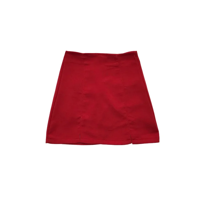 

Women Solid Color Skirt Lady 2019 New Korean Chic Simple Split Package Hip High Waist Slim A-line Casual Skirt