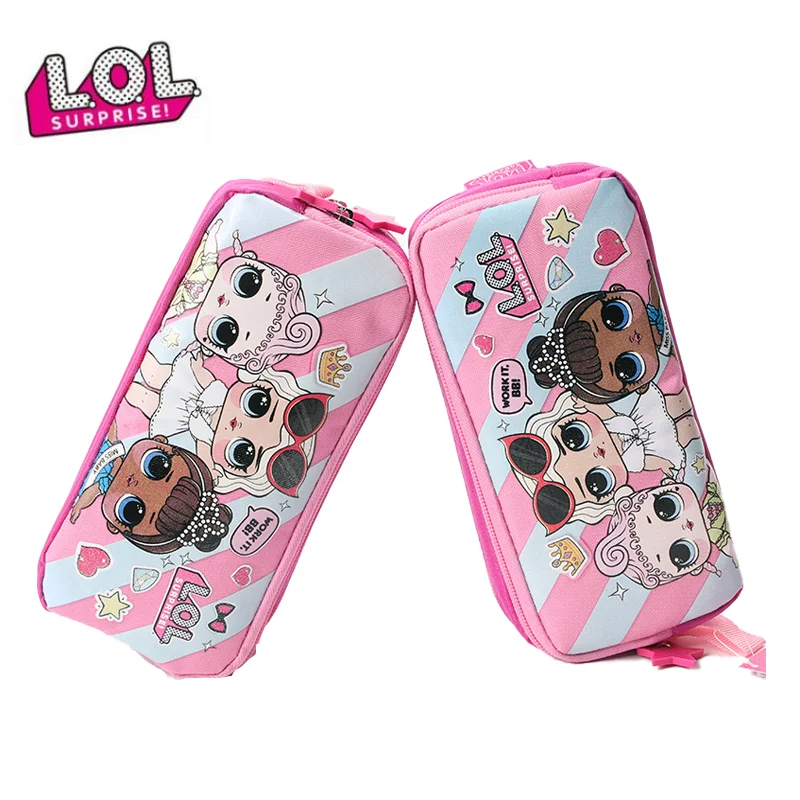

Кукла сюрприз Lol, мультяшная Милая вместительная двухслойная школьная коробка для карандашей, аксессуары для кукол Lol, игрушки для девочек д...