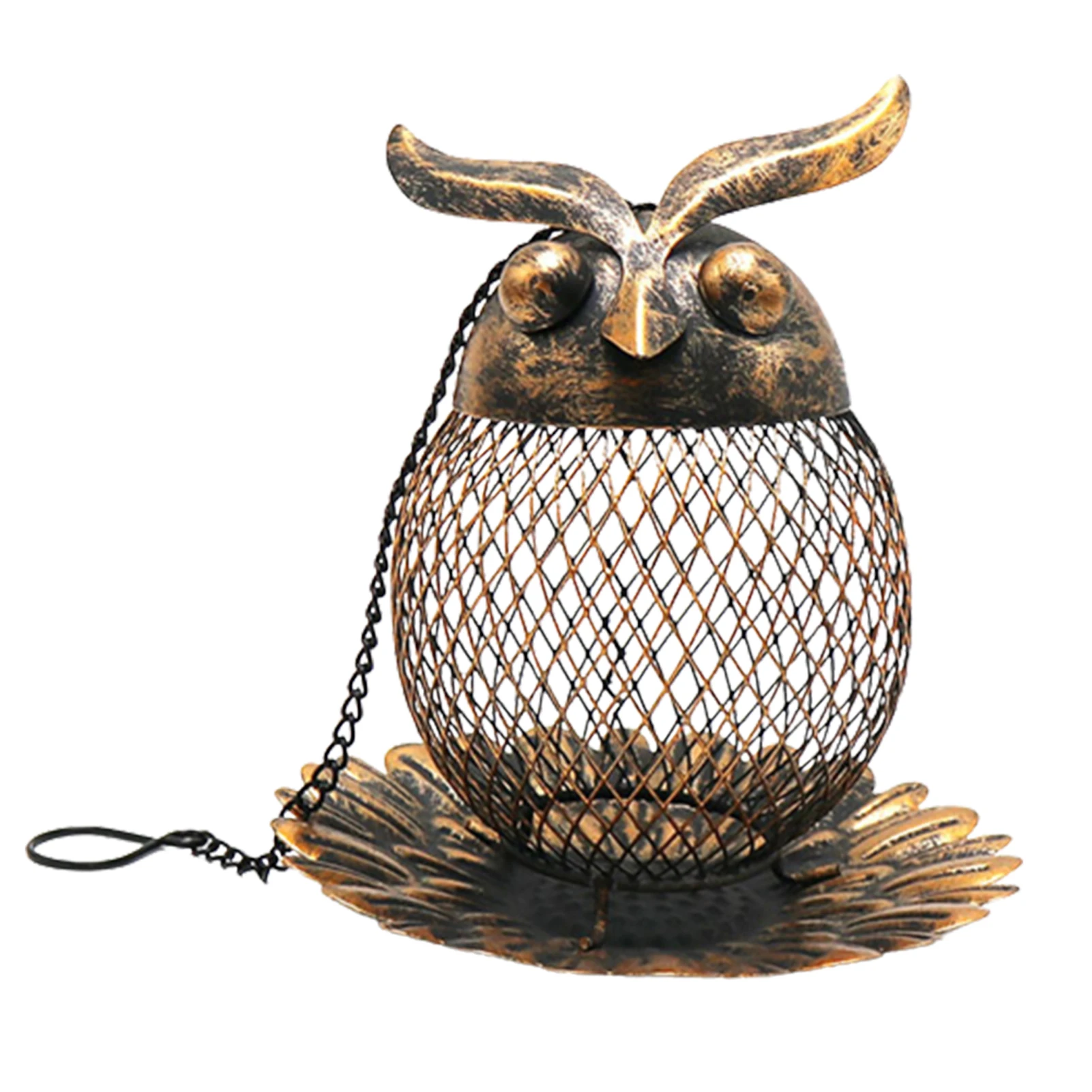 

Owl Shape Hanging Pet Supplies Decorative Wrought Iron Patio Parrot Backyard Squirrel Proof Garden Lawn Courtyard Bird Feeder