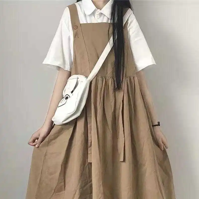 

Japanese Style Suspender Dress for Women Summer Small Look Tall Retro Style Fashionable Younger College Style Overknee Long JK