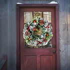 Зимние Рождественские Подвески в деревенском стиле, аксессуары для украшения дома, рождественские украшения для дома, белый Снежный венок со звездами, венок на дверь