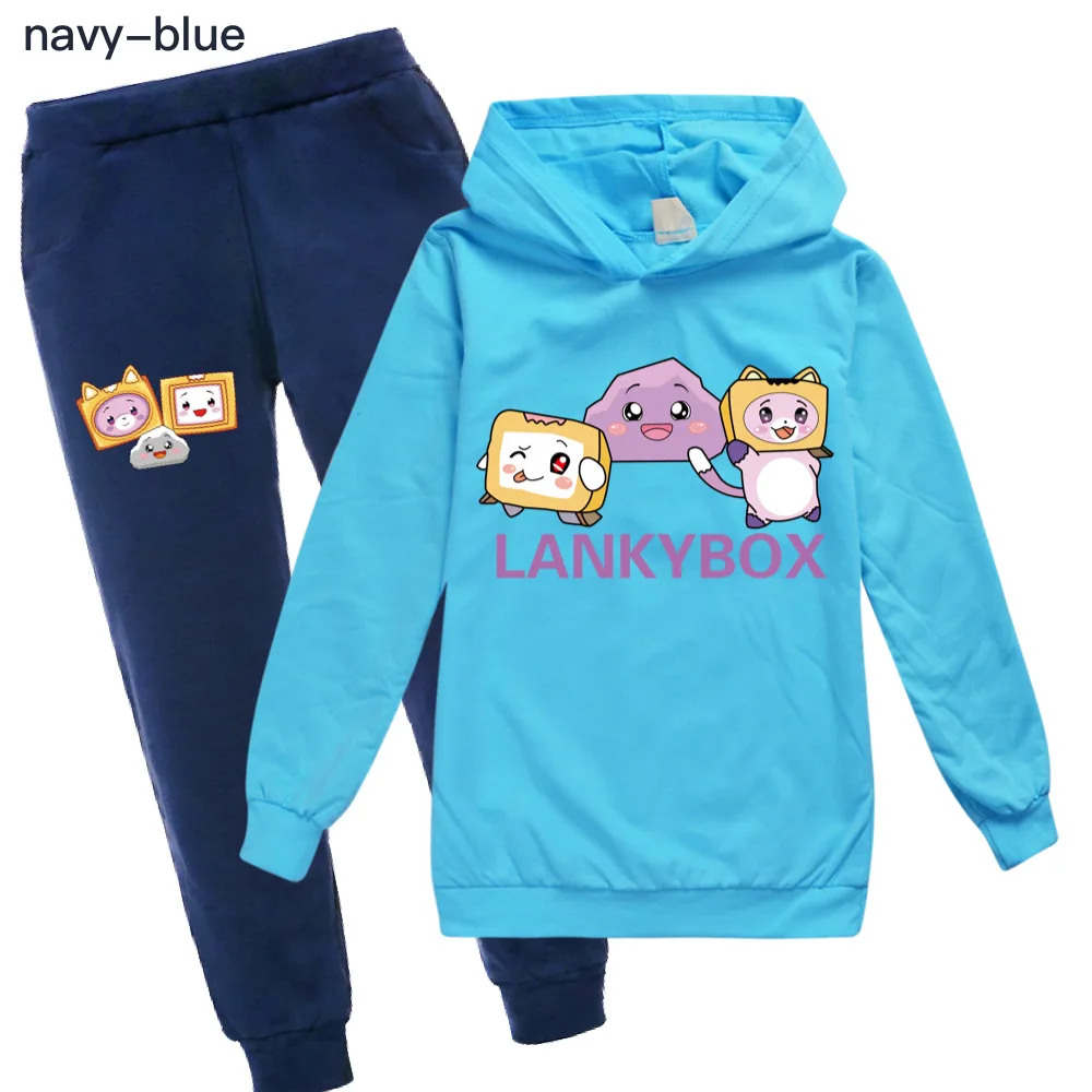 Lankybox Kids Boys Girls Hoodies Pants Suit Cartoon Children's Clothing Sweatshirts Casual Fashion Pullover Jogging Pant