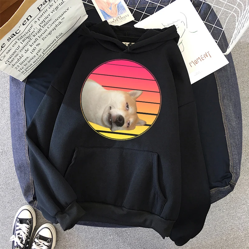 

Swole Doge Hoodies Spring Shiba Inu funny student Sweatshirt Women Printing Patchwork Long Sleeves Splice kawaii Sweatshirts Top