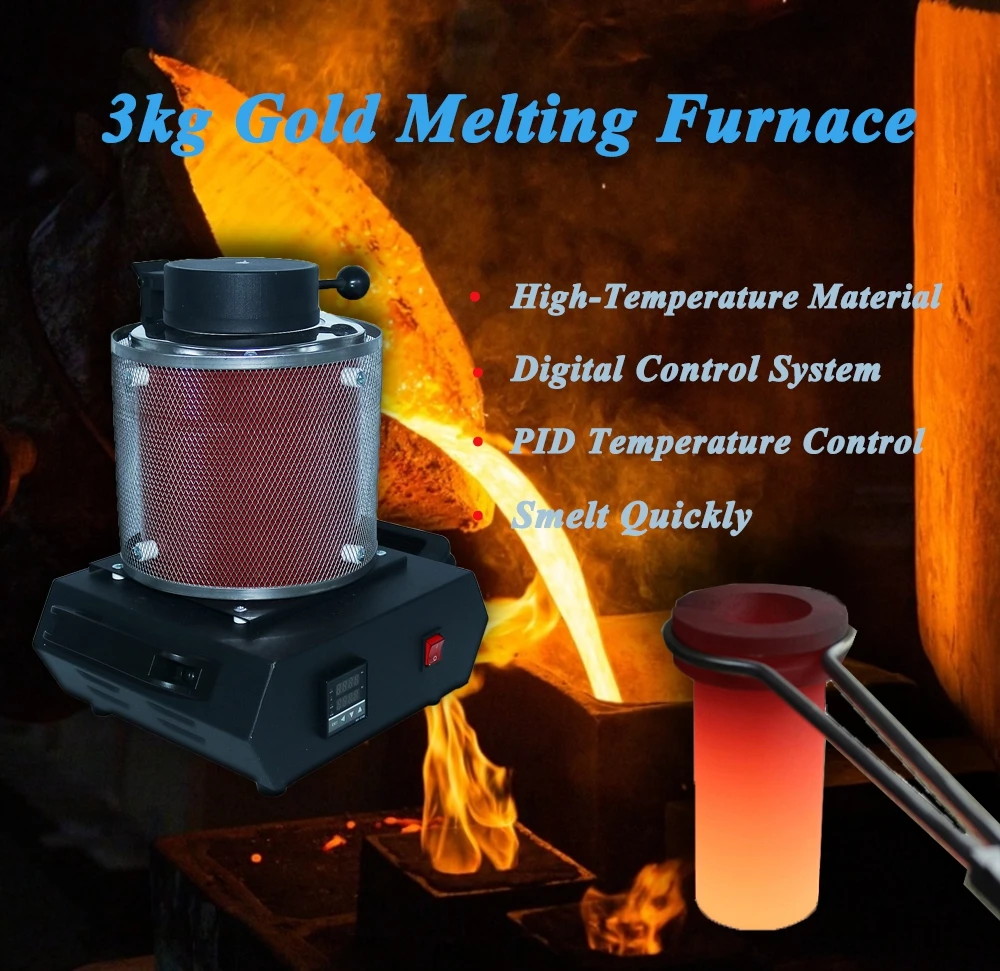 Gold Melting Furnace Digital Melting Furnace Machine Heating Capacity 2100W Casting Metals Gold Silver Jewelry tools