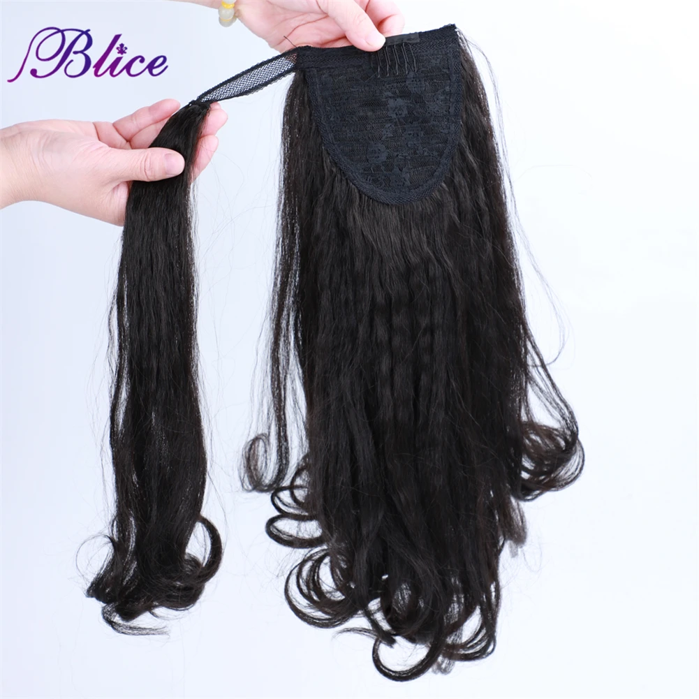 Blice Synthetic Kinky Straight Wrap Around Ponytail Extension Heat Resistant Tail Fake Hair Clip In For Women