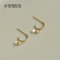 korea oval zircon glossy star tassel stud earrings women elegant temperament engagement party jewelry gift