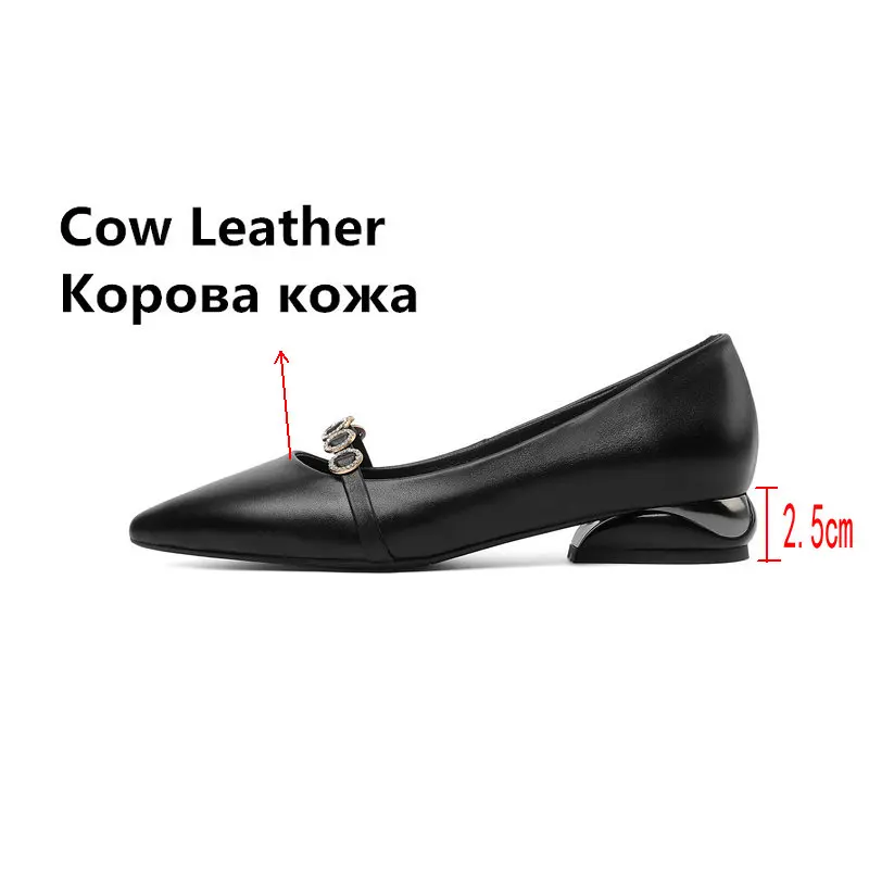 

2021 Summer Newest Thick low Heels Pumps Sexy Metal Decoration Woman Shoes Genuine Leather Retro Wedding Shoes Woman