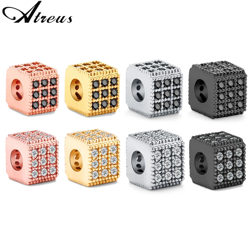 

5 шт./лот 6x6 мм квадратные геометрические микрозакрепленные циркониевые бусины медные небольшие бусины-разделители для изготовления ювелир...