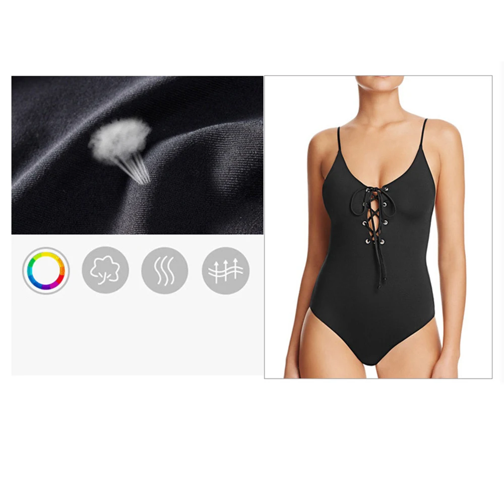 2019 однотонная женская одежда для плавания на шнуровке Цельный купальник женский