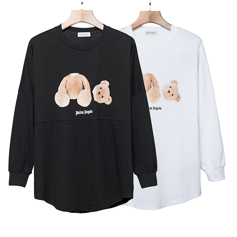 

Palm Angel Bear Men/Women Couple Dress Falling Shoulder Model Fashion O-neck Long Sleeve T-shirt Street Clothing Boyfriend Gift