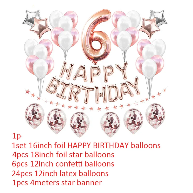 37 шт./компл. 6 лет воздушные шары в форме цифр для дня рождения украшения вечерние