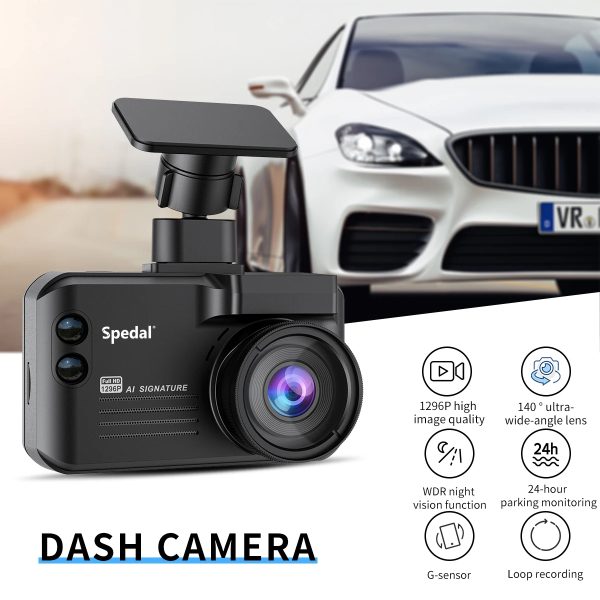 Spedal Radar Detector Dashcam GPS Traffic Alarm 3in1 Global Speed Limits Data Laser Camera with G-Sensor Loop Recording 668T