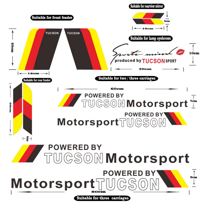 

For Hyundai Tucson Car Body Sticker Decorative Creative The Spirit of Competition Sport Style Exterior Styling Accessories