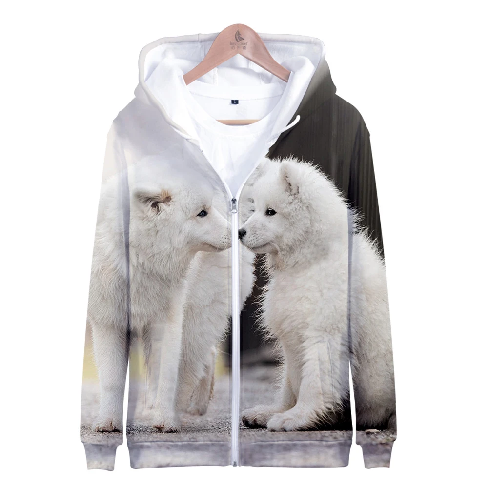 Горячая Распродажа Samoyed куртка на молнии 3D Толстовка с принтом Samoyed толстовки женские большие размеры для женщин уличная
