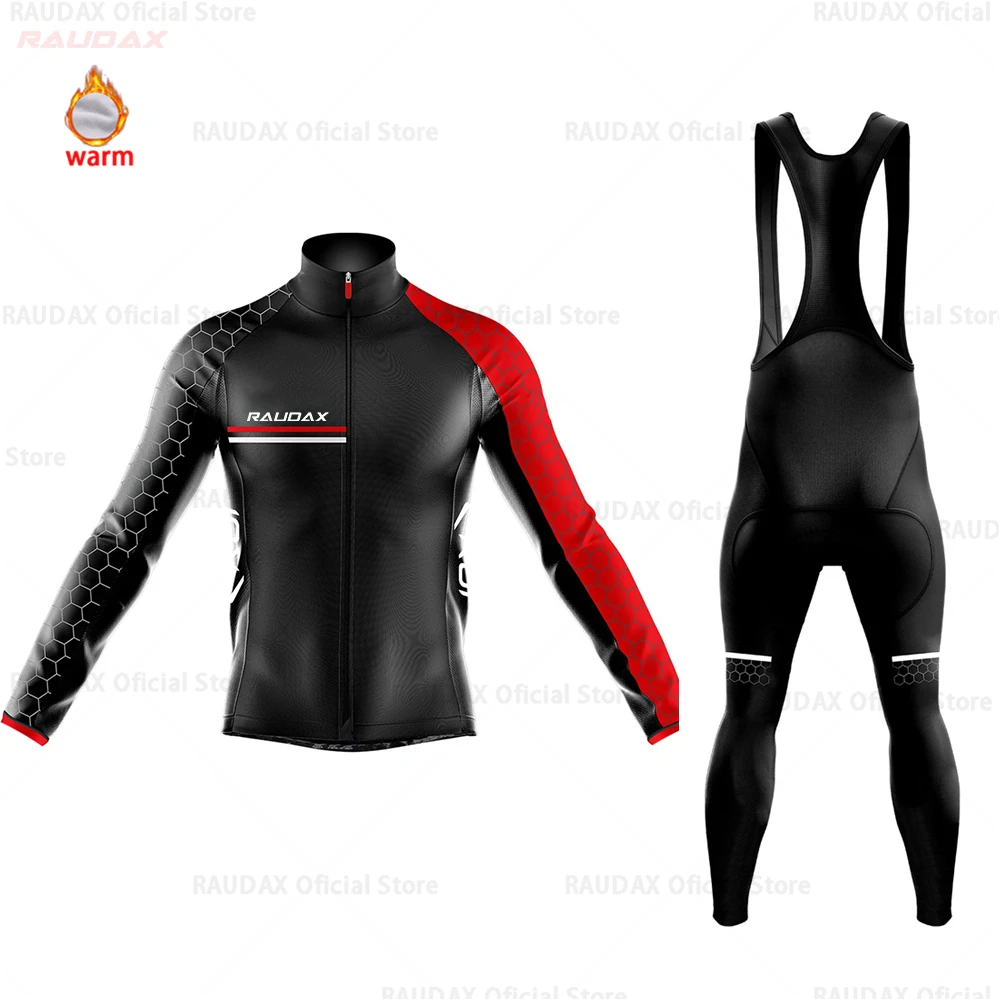 Bib cycling set Мужская Джерси для велоспорта Pro Team raudax зимняя флисовая одежда для велоспорта MTB велотрусы Ropa Ciclismo триатлон - Цвет: Bib cycling set