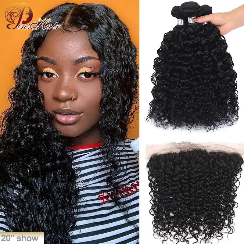 Бразильские волнистые пряди с закрытием Pinshair Remy человеческие волосы 3 13*4