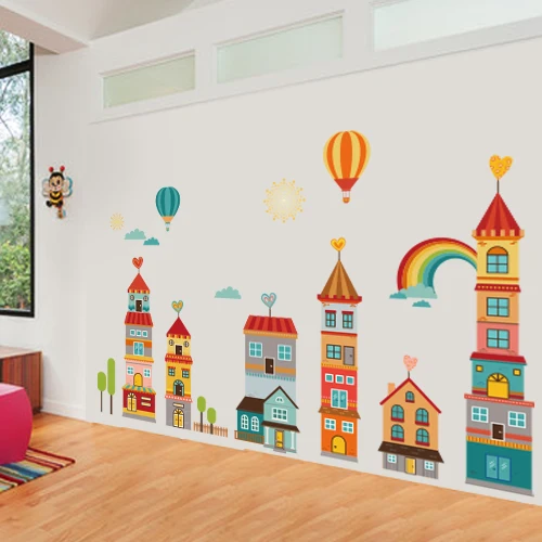

3d Cartoon Wall Stickers Jungle Animal Castles Undersea World Self-Adhesive Murals Poster For Kids Room Living Room Home Decor