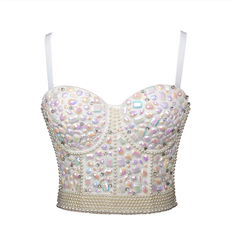 AB Стразы Жемчуг бюстгальтер слинг культур топы пикантные Роскошные Женский клуб