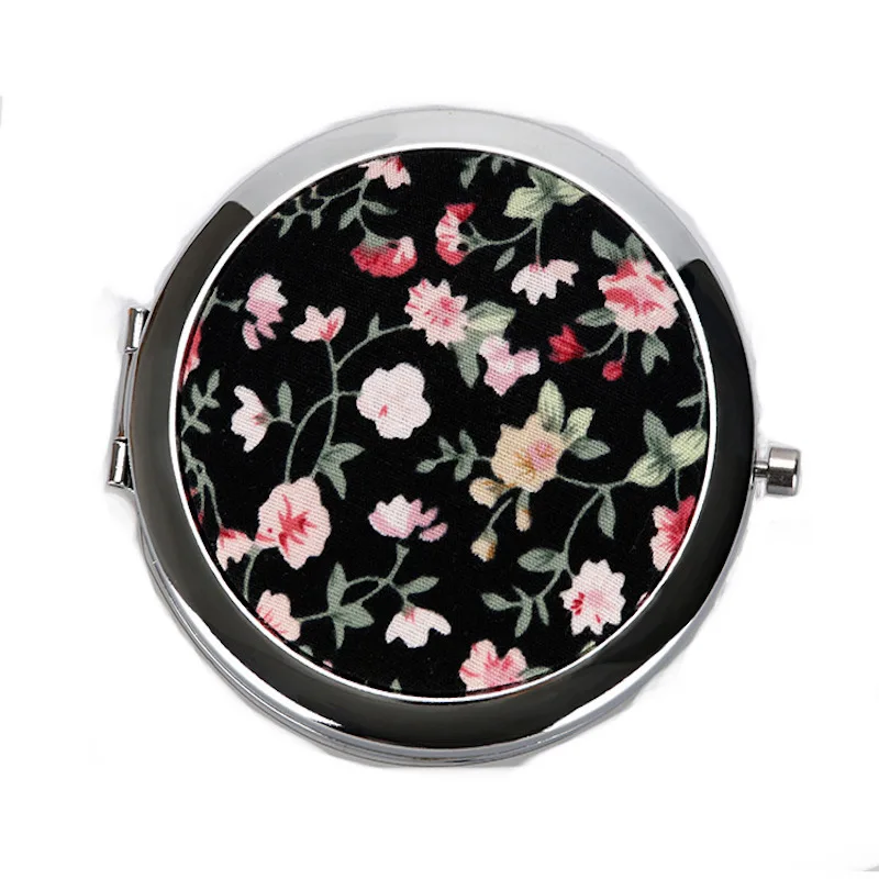 

Overseas Gift Literary Retro Cloth Printing Double-Sided Folding Portable Mini Chinese Style Makeup Mirror