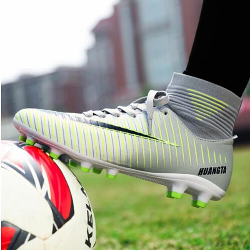 Мужские футбольные бутсы Cleats Law длинные шипы TF лодыжки высокие кроссовки Мягкий