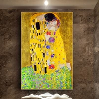 famous figure painting gustav klimt kiss canvas paintings print on canvas wall art picture for living room home decoration
