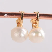 fashion natural round white baroque pearl golden earring party aaa jewelry flawless aurora fashion classic luxury real dangle