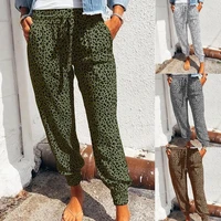 4 colors stylish leopard print harem pants skin friendly cropped trousers elastic waist for going out