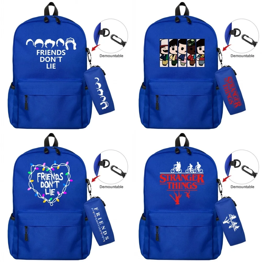 

Stranger Things Nylon Backpack Pencil Case 2pcs/set Casual Student Travel Schoolbag Boys Girls Bookbag Laptop Bag Zip Knapsack