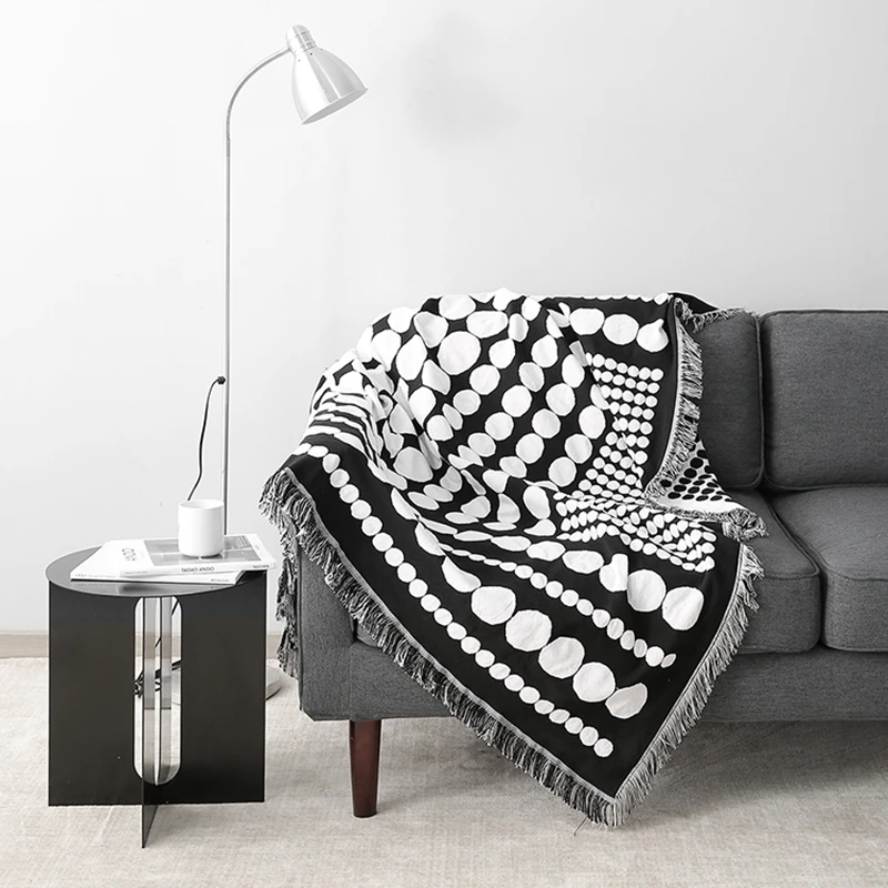 

Sofa Blanket Soft Throw Rugs Washable Air Conditioning Towels with Tassels Portable Travel Tapestry Camping Picnic Mat Bed Decor