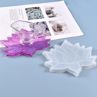 lotus epoxy resin mold diy crafts jewelry decorations making tools lotus coaster tray cup mat casting silicone mould for resin