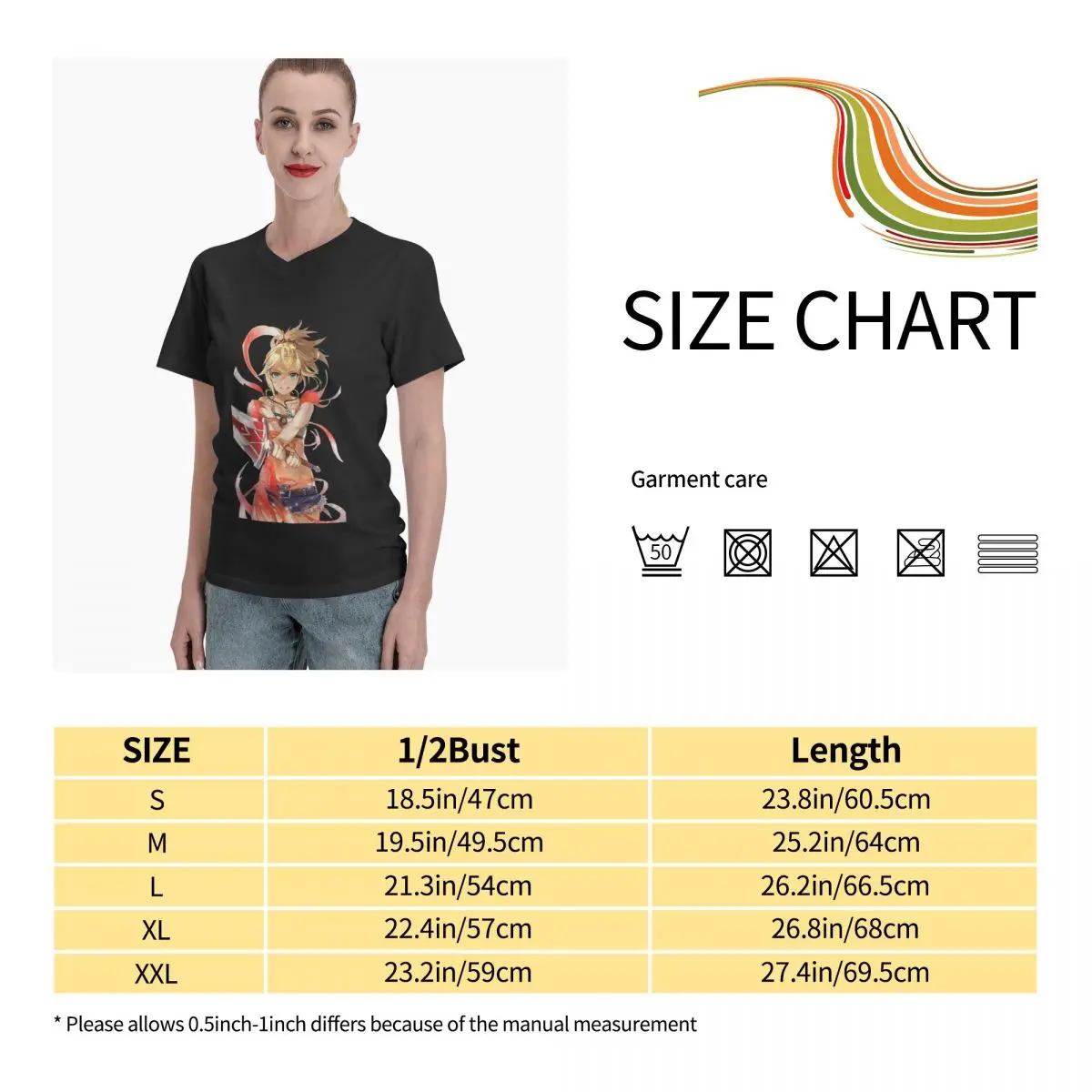 

Anime Fans Saber 9 woman's Tee fashion V-neck T-shirt with short sleeves
