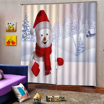 

Занавески затемненные Снеговик декорации 3D Оконные Занавески для спальни современная Печать Гостиная Рождество счастливый подарок занавески