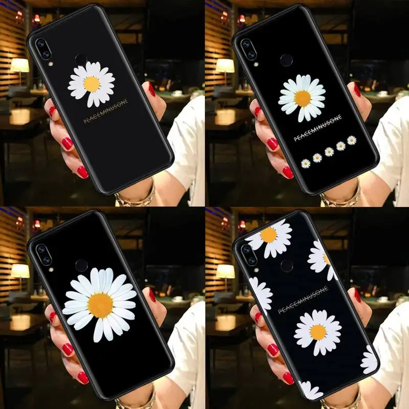 

Phone Case For Xiaomi Redmi Note 4 4x 5 6 7 8 pro S2 PLUS 6A PRO Black White Flower Daisy