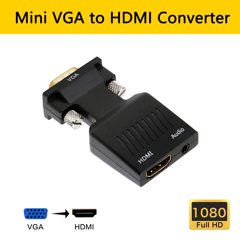 Преобразователь из VGA в HDMI кабель адаптера с USB 1080p Male к Famale VGA2HDMI AV Video для ПК