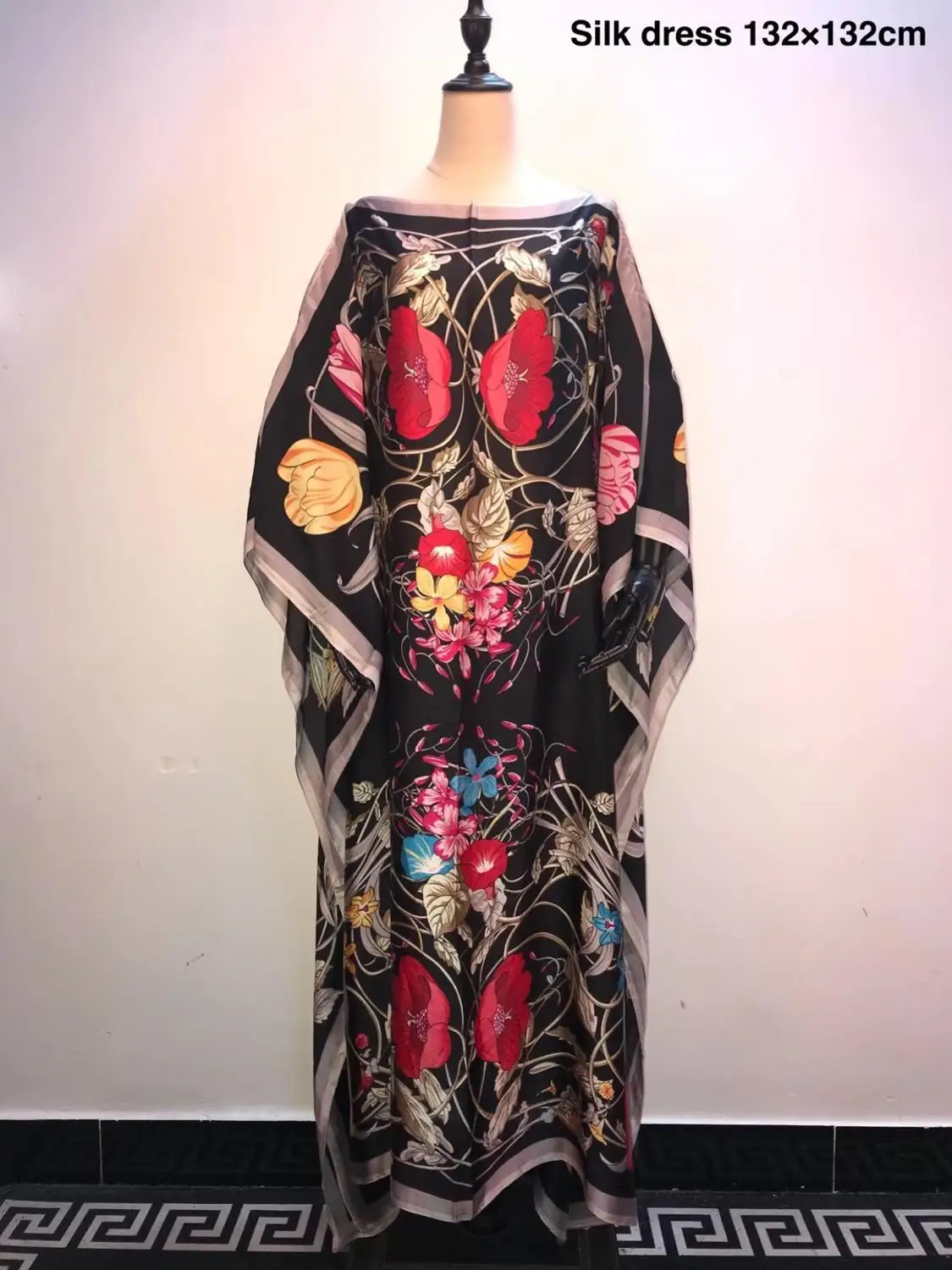 Уникальные шелковые платья кафтан с Европейским принтом длина 132 см x пляжные