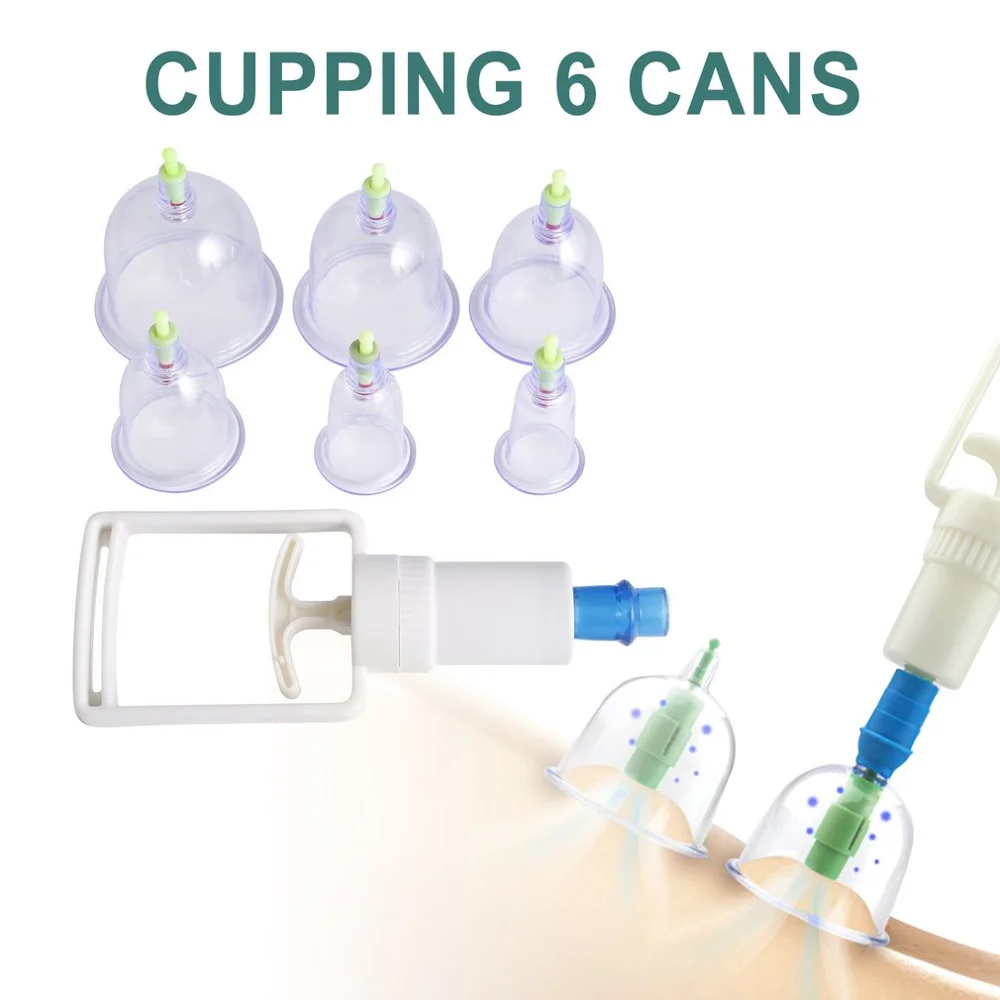(6 чашек + 1 Вакуумный насос) Китайские медицинские вакуумные Банки Набор банок для