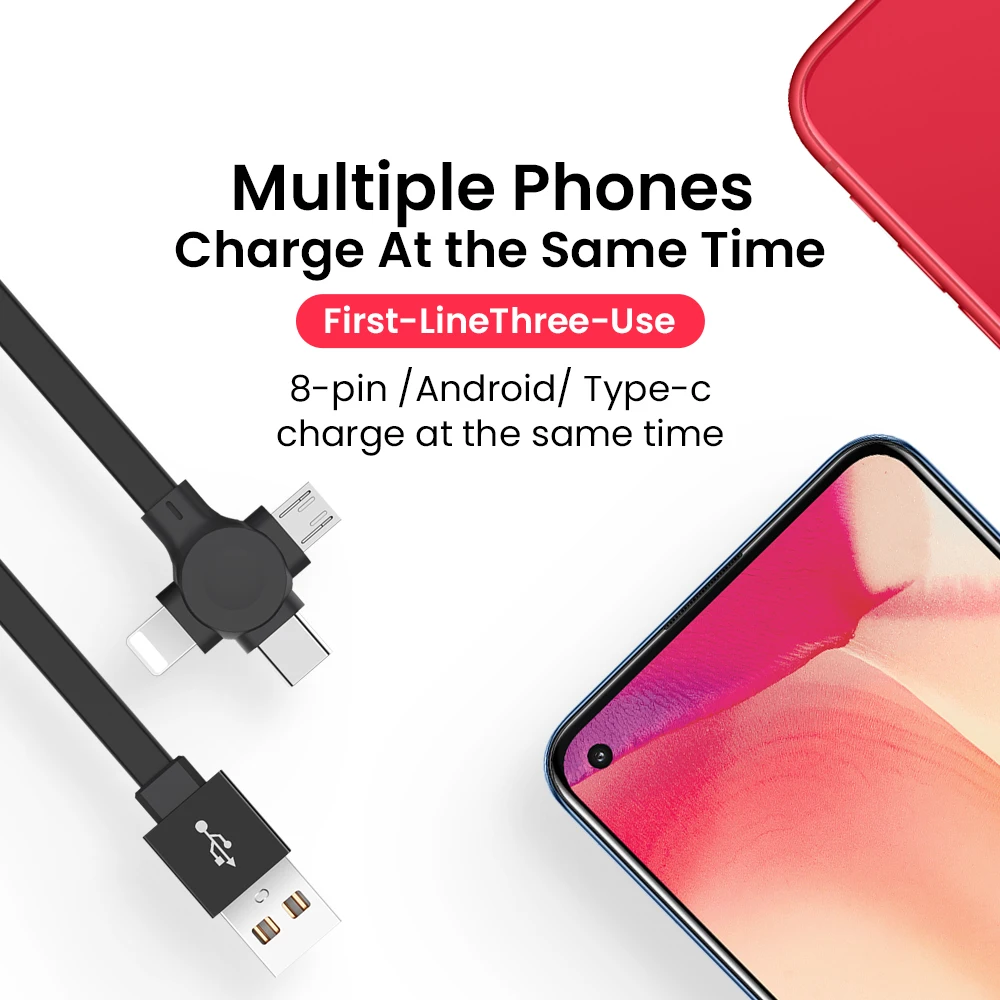 4in1 Retractable USB Type C Micro USB Charge Cable for iPhone14 13 12 Pro With Phone Stand 3in1 2in1 Portable Charger Data Cable