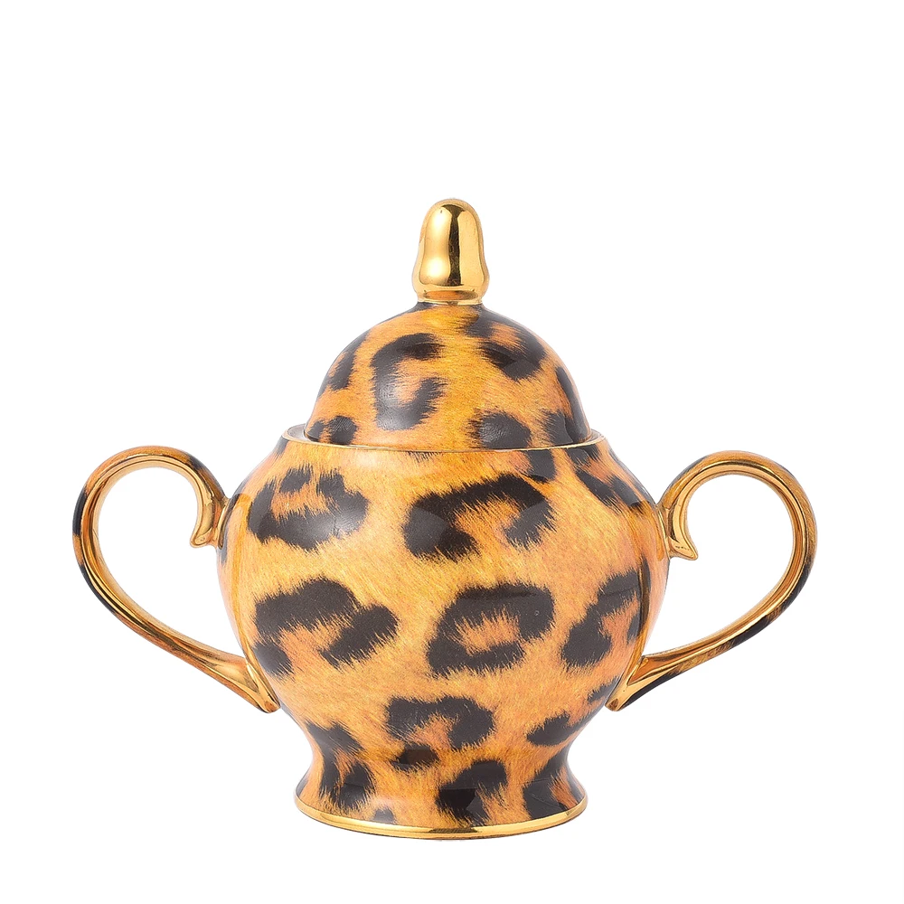 

Leopard Print pattern Jars Ceramic Suger Jar Dressing Table Jewelry Storage Dish Cosmetic Jar Cute Candy Pots Kitchen Decor