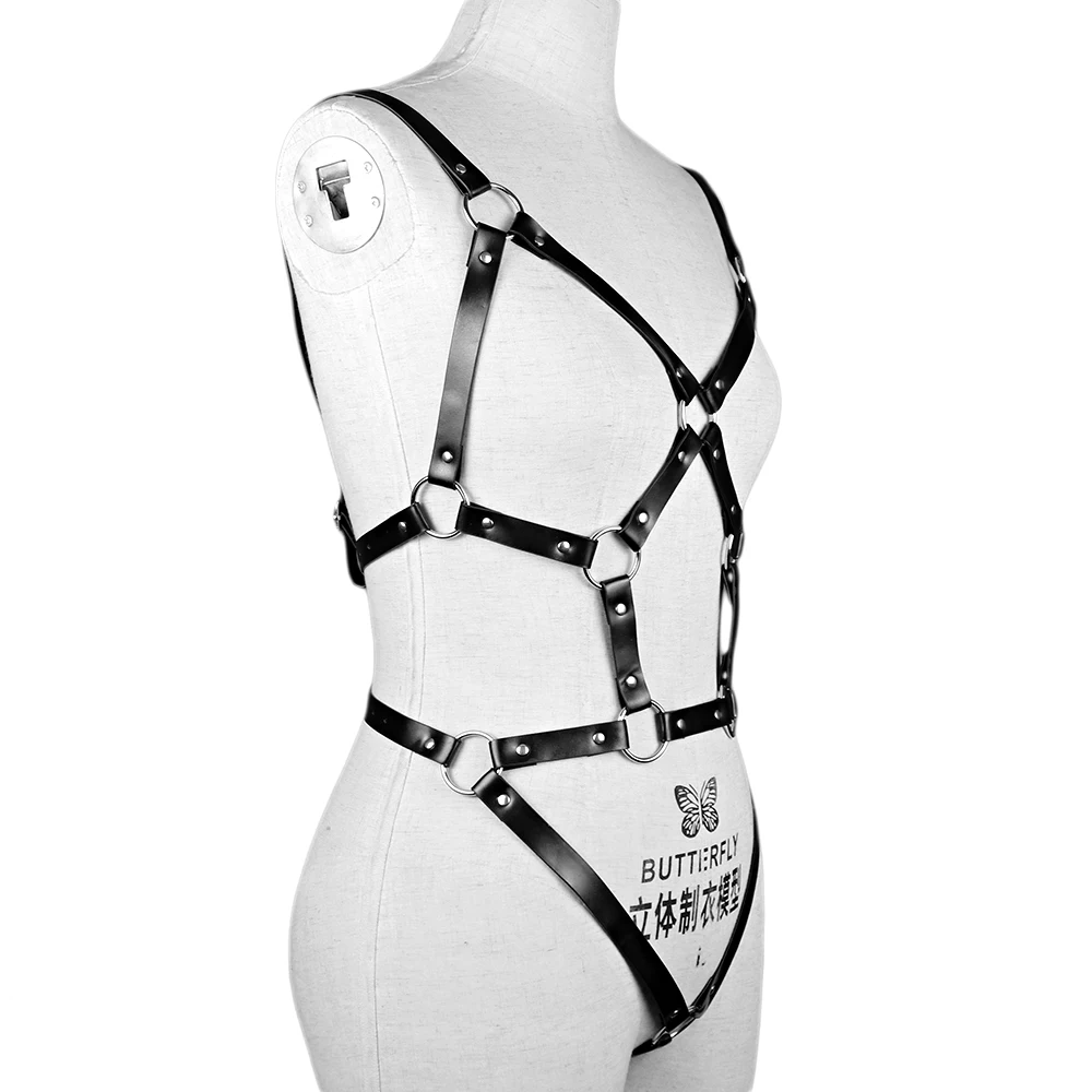 

Fullyoung Ladies Leather Harness Sexy Body Bondage Punk Strap Cage Suspender Bridal Garters Belt Goth Lingerie Erotic Leg Strap