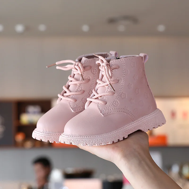 

Autumn Boots for Girl 2021 New Fashion Soft Martin Boots with Cute Prints Korean Style Breathable Kids Short Boots for School