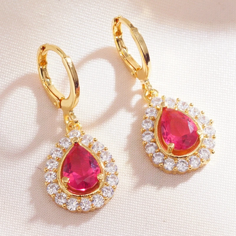 Женские классические серьги подвески 6 цветов стразы в форме капли воды модные с