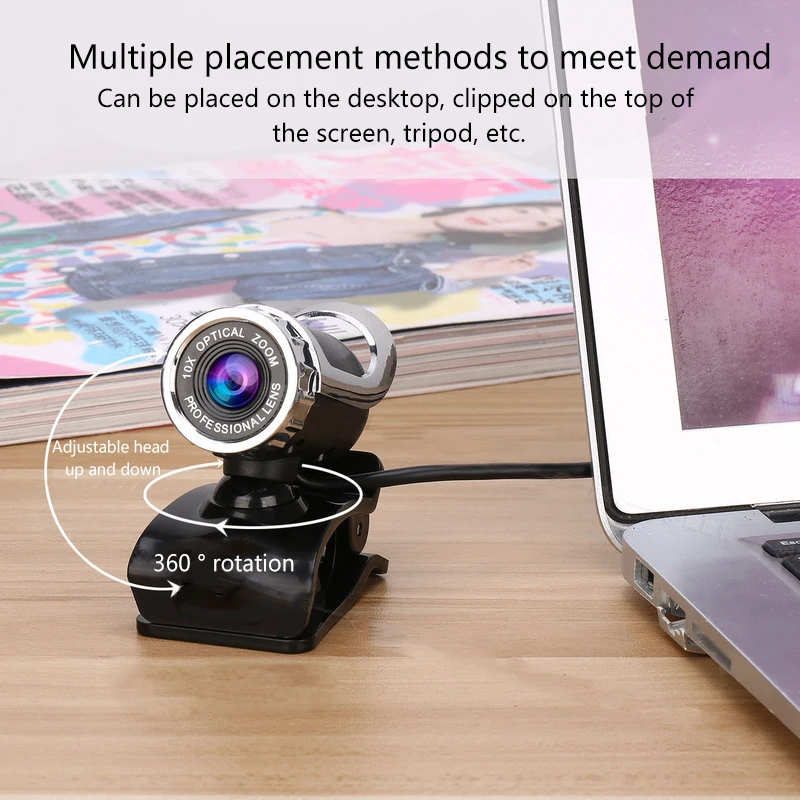 Webcam USB videocamera HD Web Cam Clip-on per Computer Laptop Camera Usb a 360 gradi | Компьютеры и офис