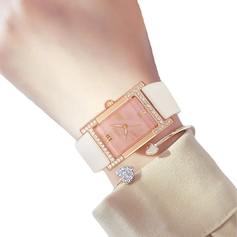 YAZOLE 2021 Women's Diamond Inlaid English Watch INS Style Small green Waterproof noctilucent Women's Watch