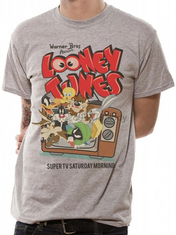 3044 Ретро ТВ футболка Looney Tunes Wile E дорожный бегунок Taz Daffy Duck | Мужская одежда