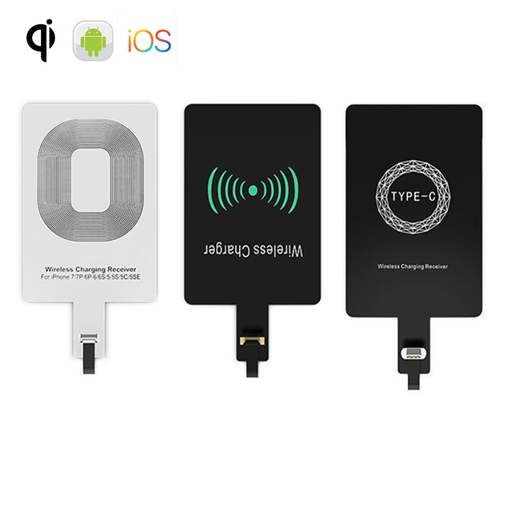 Qi беспроводной зарядный приемник для iPhone 7 6s Plus 5S Micro usb type C универсальное Быстрое