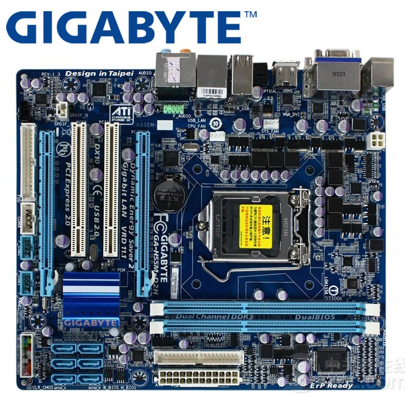 GIGABYTE GA H55M D2H настольная материнская плата H55 Socket LGA 1156 i3 i5 i7 DDR3 16G Micro ATX оригинальная